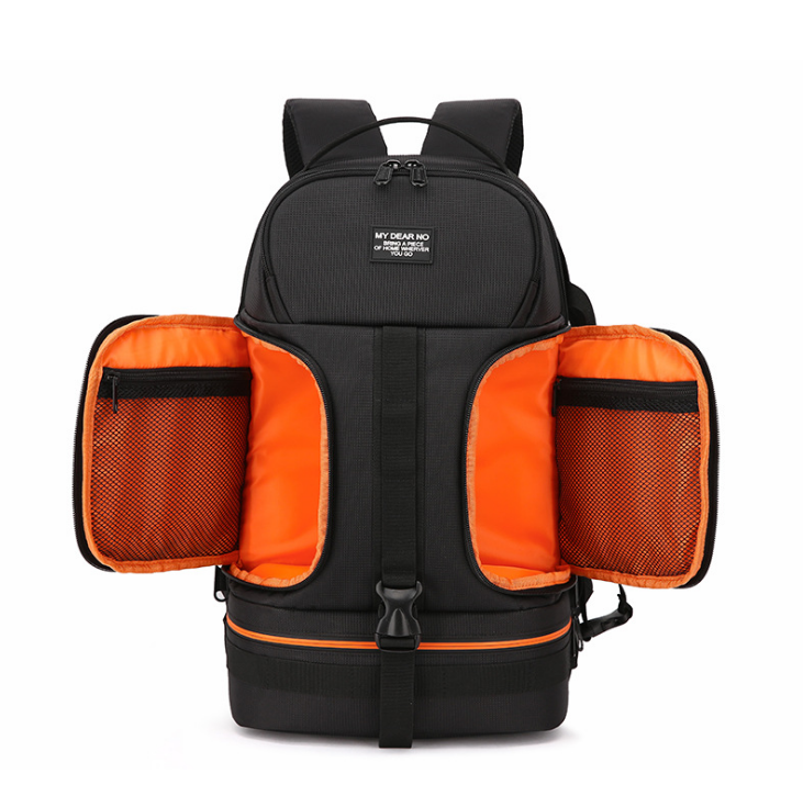Backpack with waterproof shoulders and night reflector line