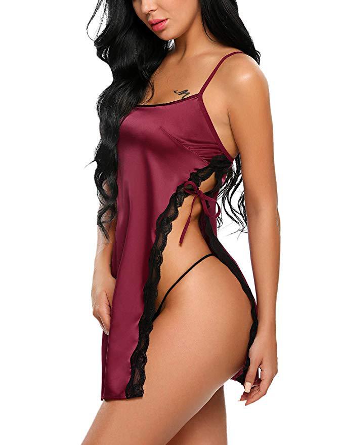 Silk sexy lingerie nightgown